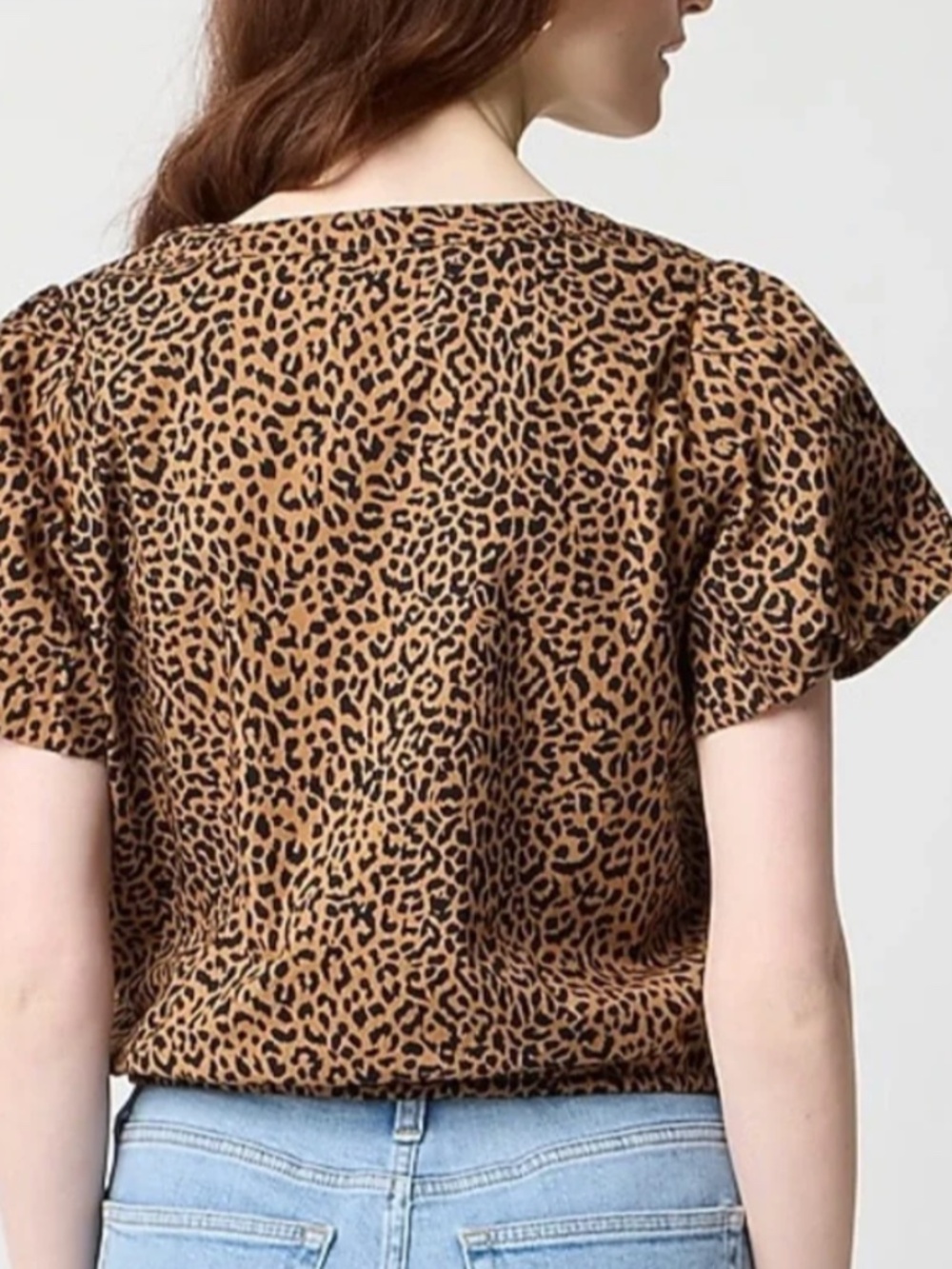 JCrew Leopard Bubble Top Button Down with Tie Waist - Size L - Picture 2 of 4